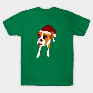 Boxer in Santa Hat T-Shirt